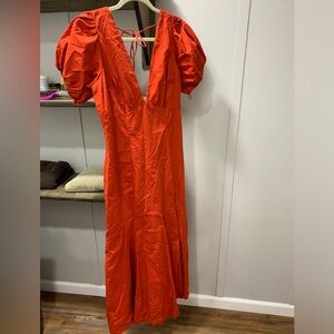 Abercrombie & Fitch cotton deep V red maxi dress sz M